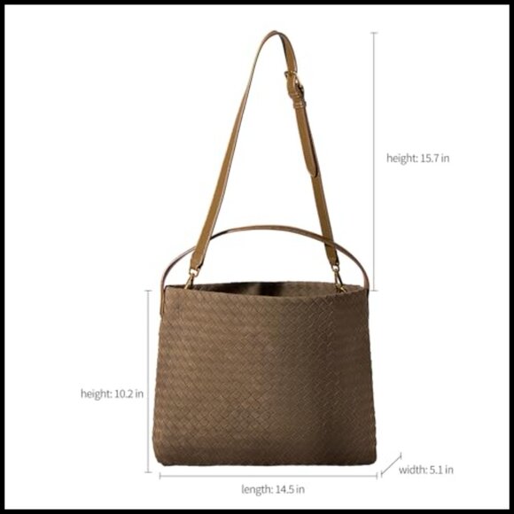 SUSU Women Suede Hobo Tote Bag Hand-Woven Casual Elegant Boho Shoulder Bag Medium